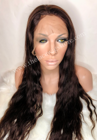 24inch Full Lace Wig Natural Wavy Dark Brown
